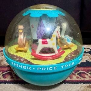 Vintage 1960’s Fisher-Price Colorful Roly Poly Musical Toy Globe Ball